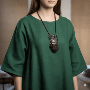 Unikalny wisior z bursztynem i cyną